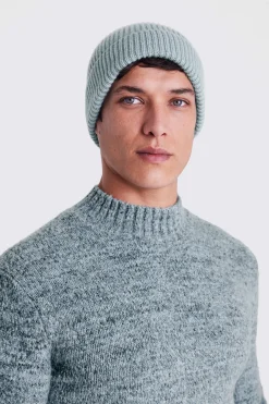 Airforce Blue Cashmere Blend Ribbed Beanie