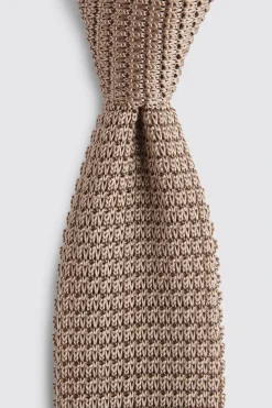 Biscuit Knitted Silk Tie
