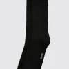 Black Fine Ribbed Socks