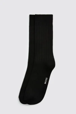 Black Fine Ribbed Socks
