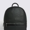 Black Grained Leather Backpack