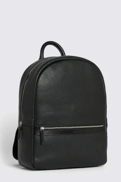 Black Grained Leather Backpack