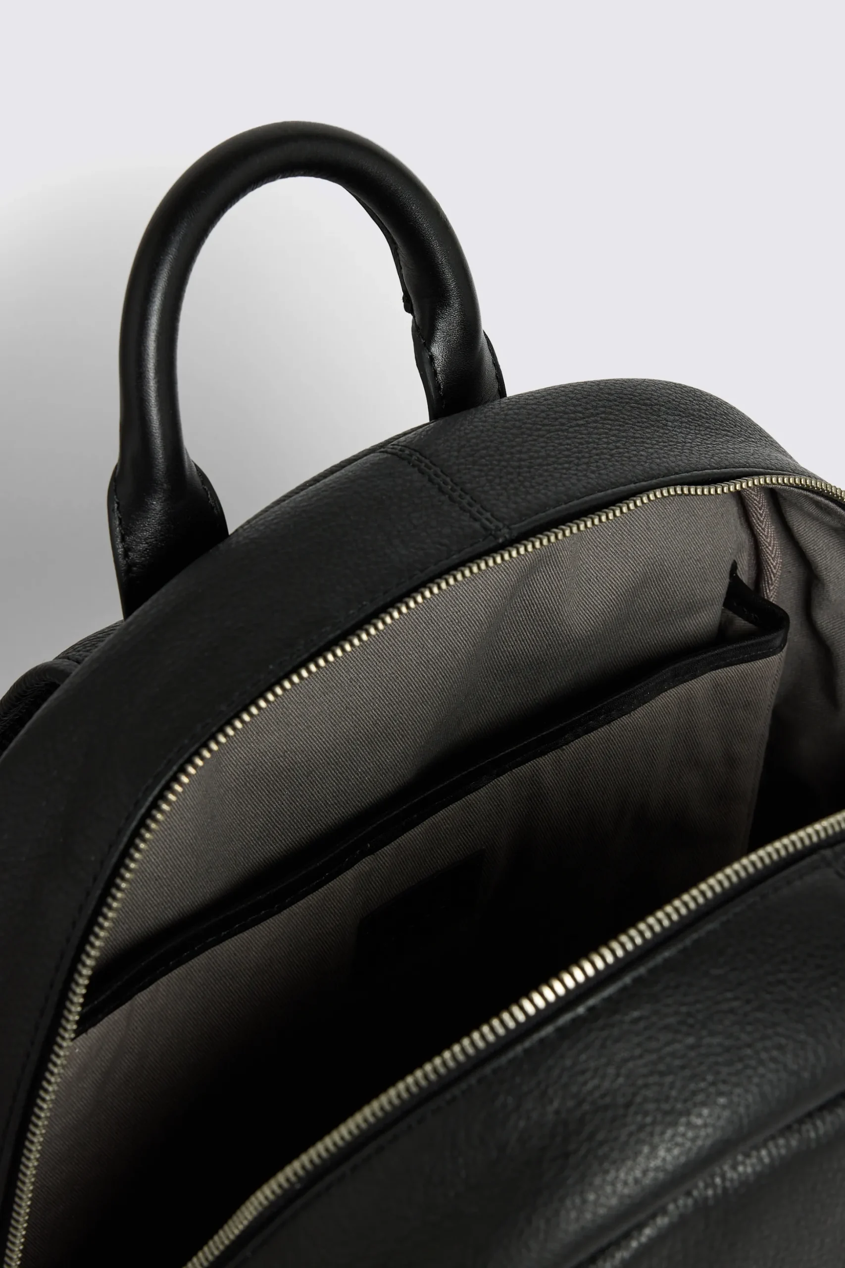 Black Grained Leather Backpack