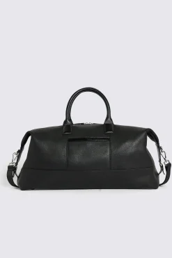 Black Grained Leather Holdall