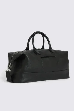 Black Grained Leather Holdall