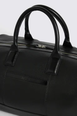 Black Grained Leather Holdall