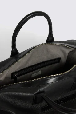 Black Grained Leather Holdall