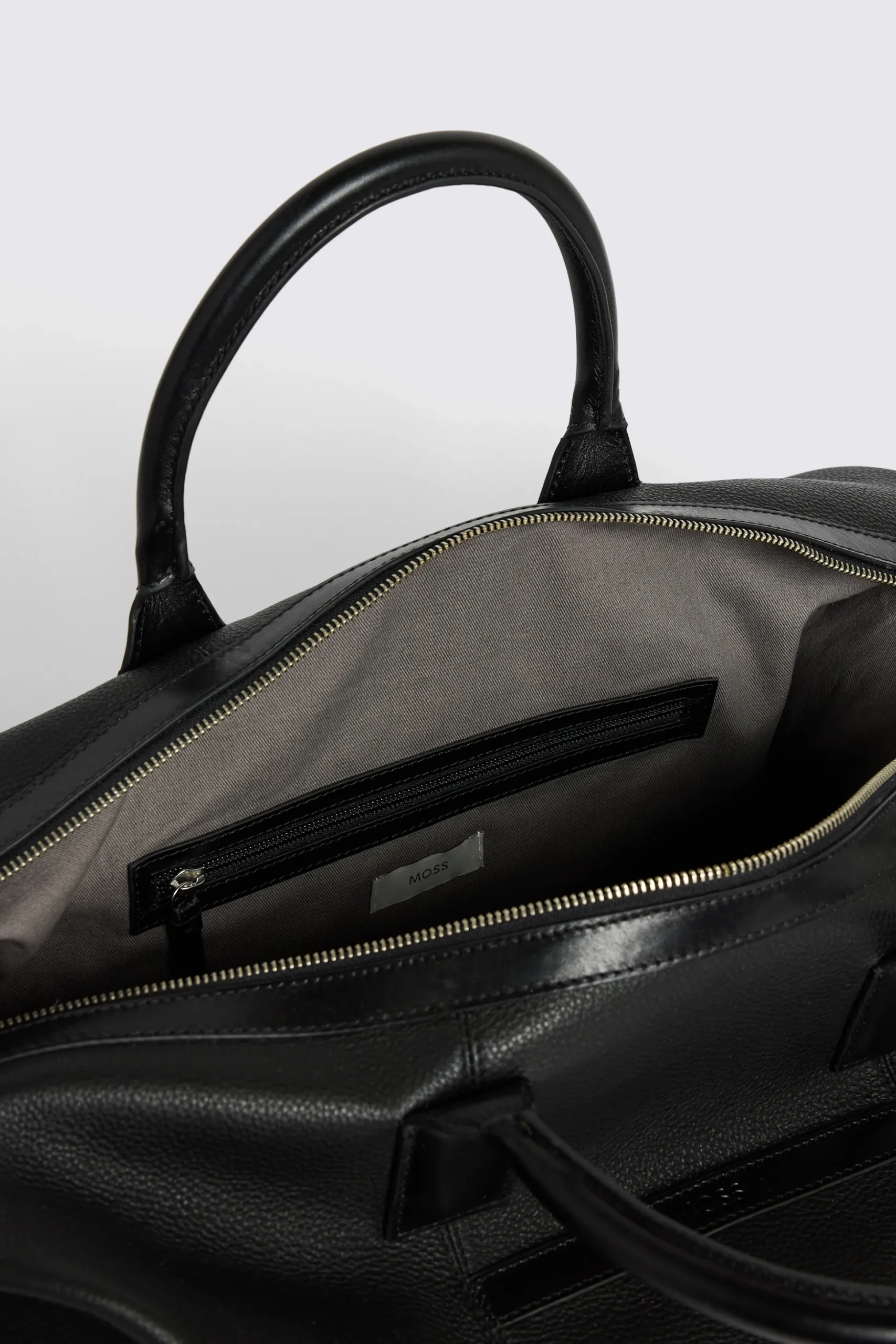 Black Grained Leather Holdall
