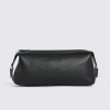 Black Grained Leather Washbag