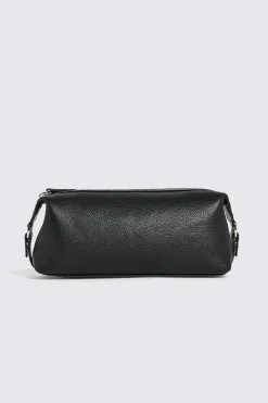Black Grained Leather Washbag