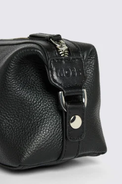 Black Grained Leather Washbag