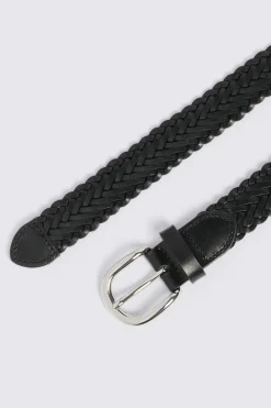 Black Leather Woven Belt