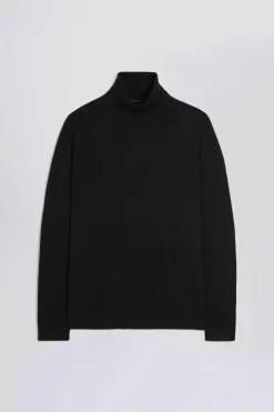 Black Merino Roll-Neck Jumper