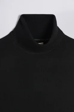 Black Merino Roll-Neck Jumper