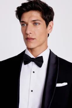 Black Textured Bow Tie & Hank Set