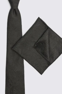 Black Wedding Paisley Pocket Square