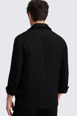 Black Wool Linen Shacket