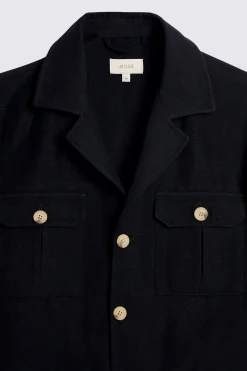 Black Wool Linen Shacket