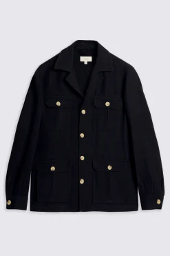 Black Wool Linen Shacket