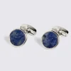 Blue Aventurine Stone Round Cufflinks
