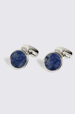 Blue Aventurine Stone Round Cufflinks