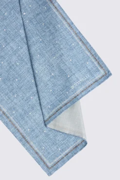 Bottinelli Blue Silk Polka Dot Pocket Square