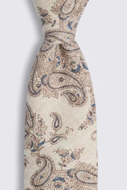 Bottinelli White & Blue Silk Paisley Tie