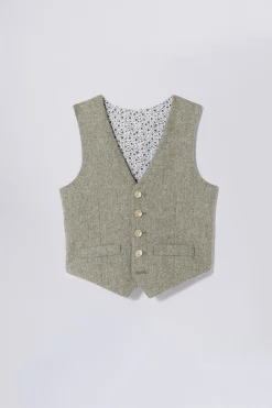 Boys Sage Herringbone Tweed Suit