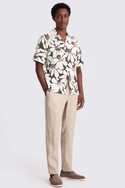 Brown Cuban Floral Print Shirt