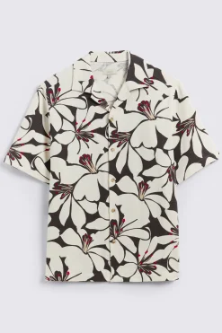 Brown Cuban Floral Print Shirt