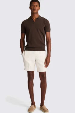 Brown Herringbone Trim Skipper Polo