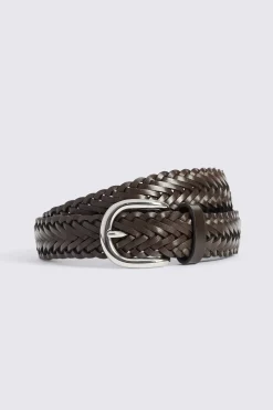Brown Leather Woven Belt