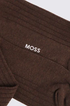 Brown Melange Ribbed Socks