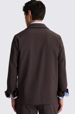 Brown Seersucker Safari Shacket