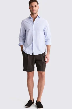 Brown Seersucker Shorts