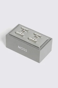 Brushed Silver Bar Cufflink