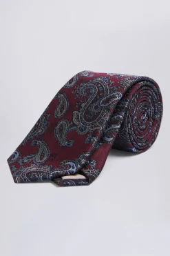 Burgundy & Navy Paisley Silk Tie