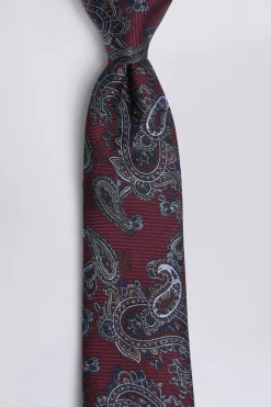 Burgundy & Navy Paisley Silk Tie