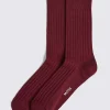 Burgundy Fine Ribbed Socks