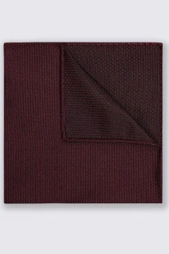 Burgundy Silk Semi-Plain Pocket Square