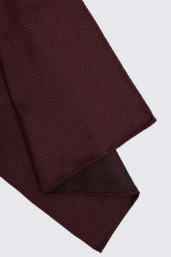 Burgundy Silk Semi-Plain Pocket Square