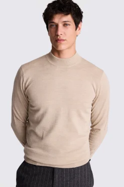 Camel Merino Mock Neck Jumper