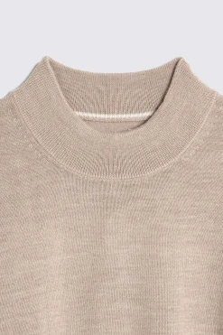 Camel Merino Mock Neck Jumper