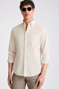 Camel Stripe Lightweight Oxford Shirt