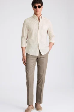 Camel Stripe Lightweight Oxford Shirt