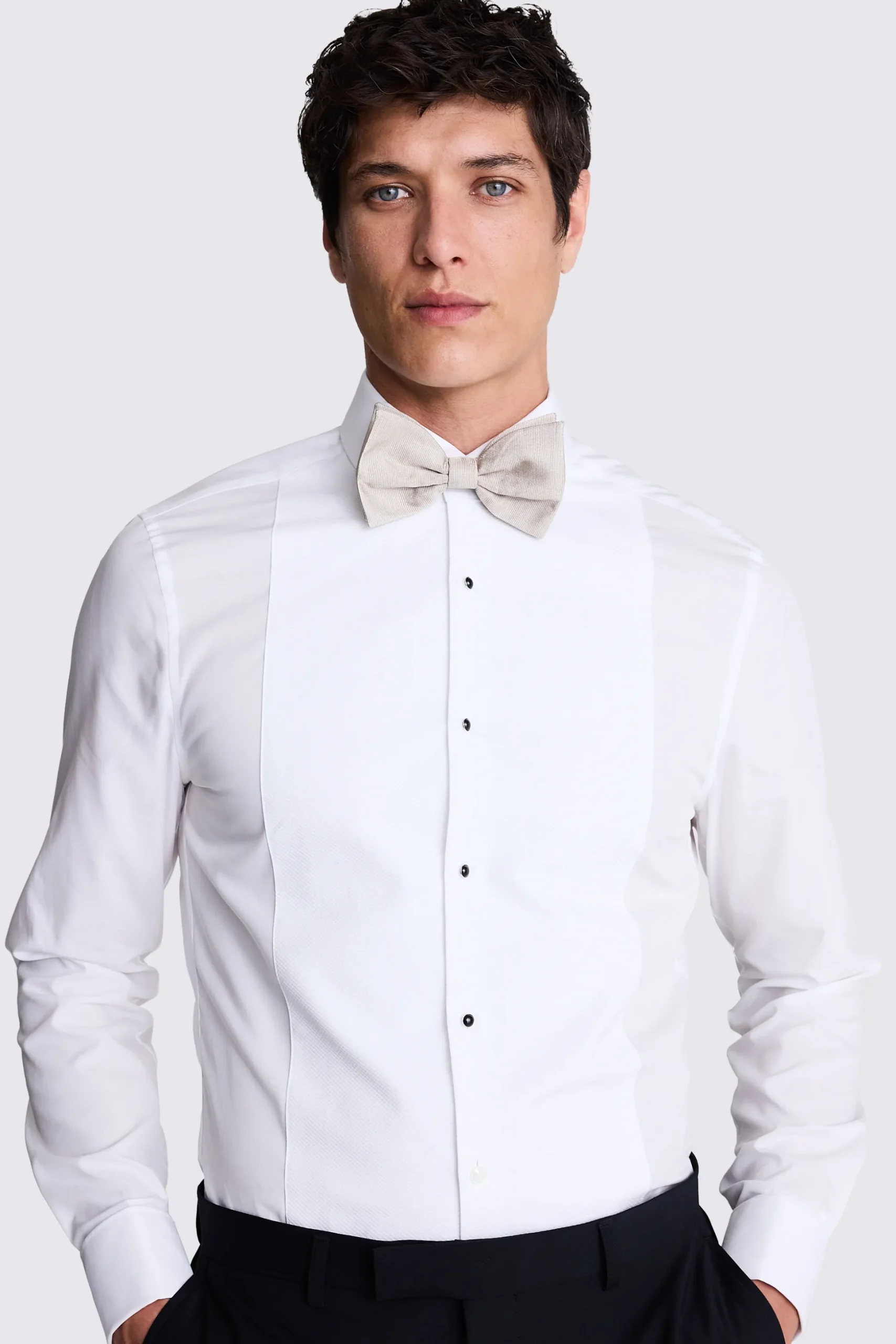 Champagne Bottinelli Silk Grosgrain Bow Tie