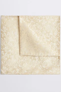 Champagne Floral Swirl Silk Pocket Square