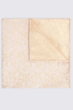 Champagne Floral Swirl Silk Pocket Square