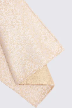 Champagne Floral Swirl Silk Pocket Square