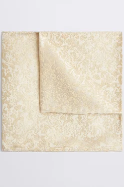 Champagne Floral Swirl Silk Pocket Square